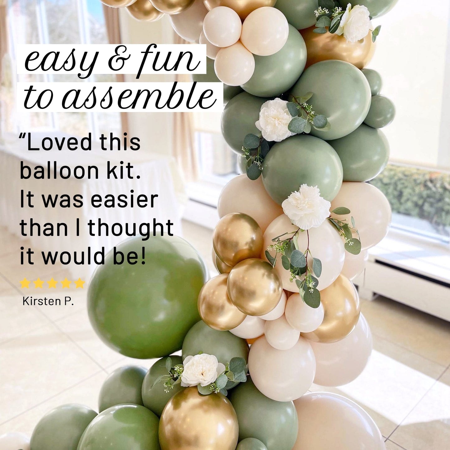Tropical Safari Balloon Garland Kit – Sage Green, Gold & Linen
