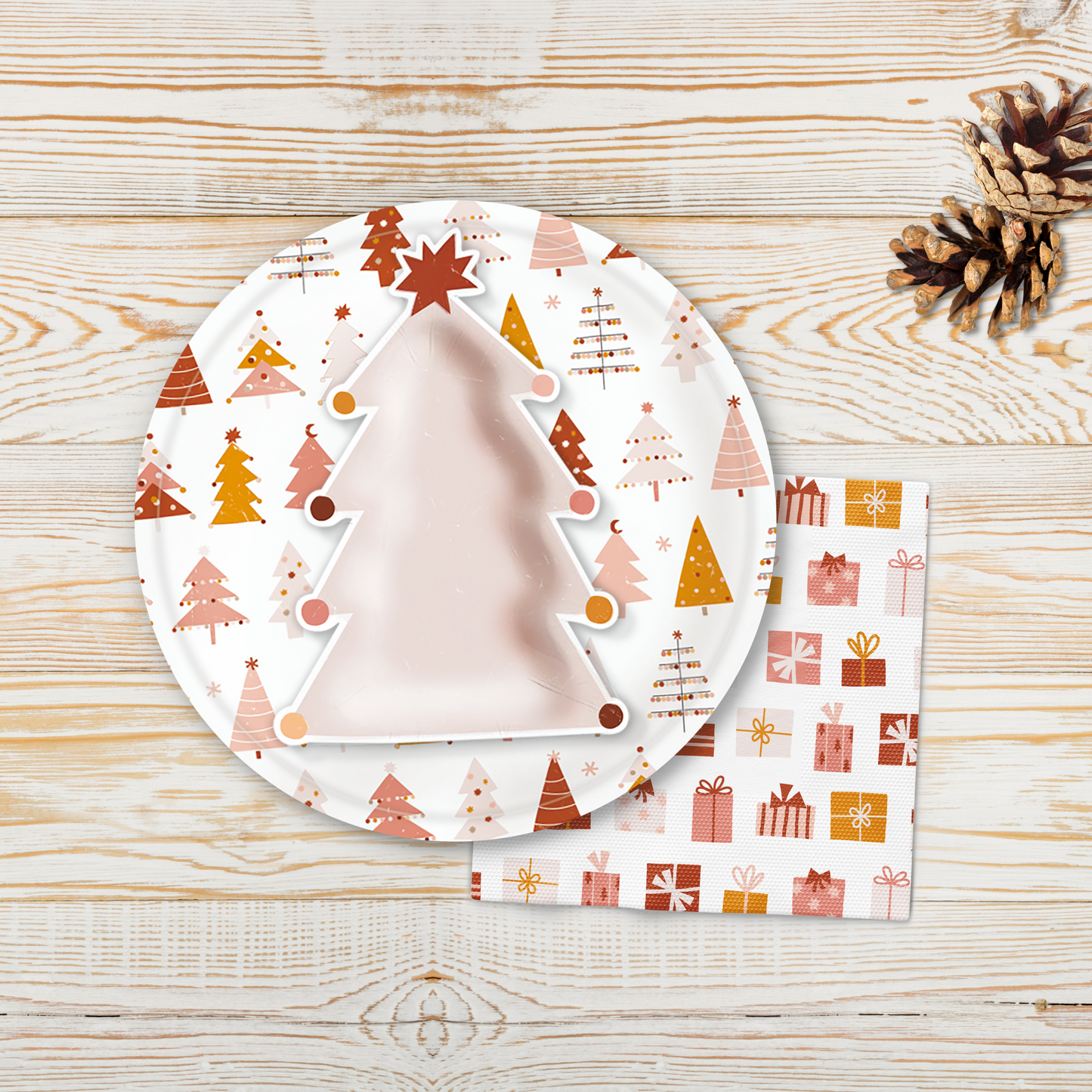 Pink Christmas Tree Paper Plates