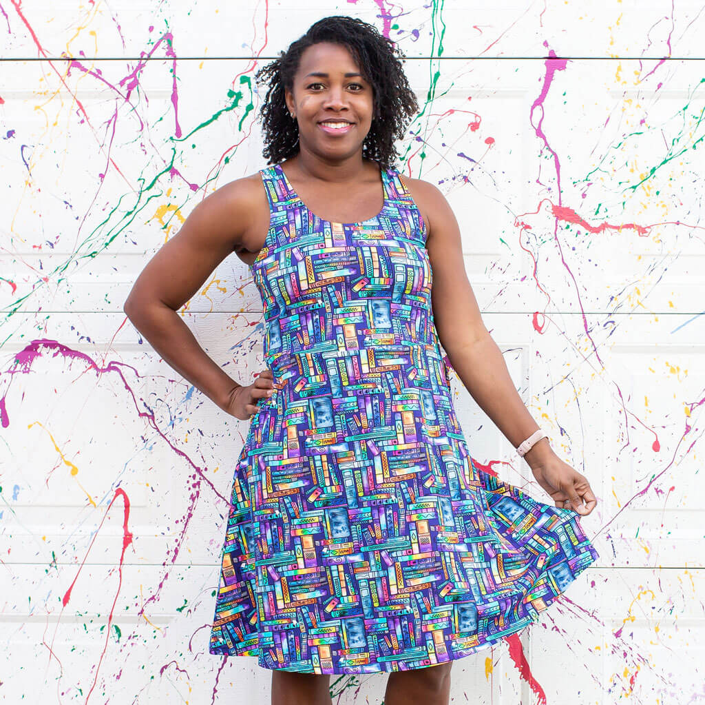 "Lost in the Stacks" Adult Books Sleeveless Dress with Pockets