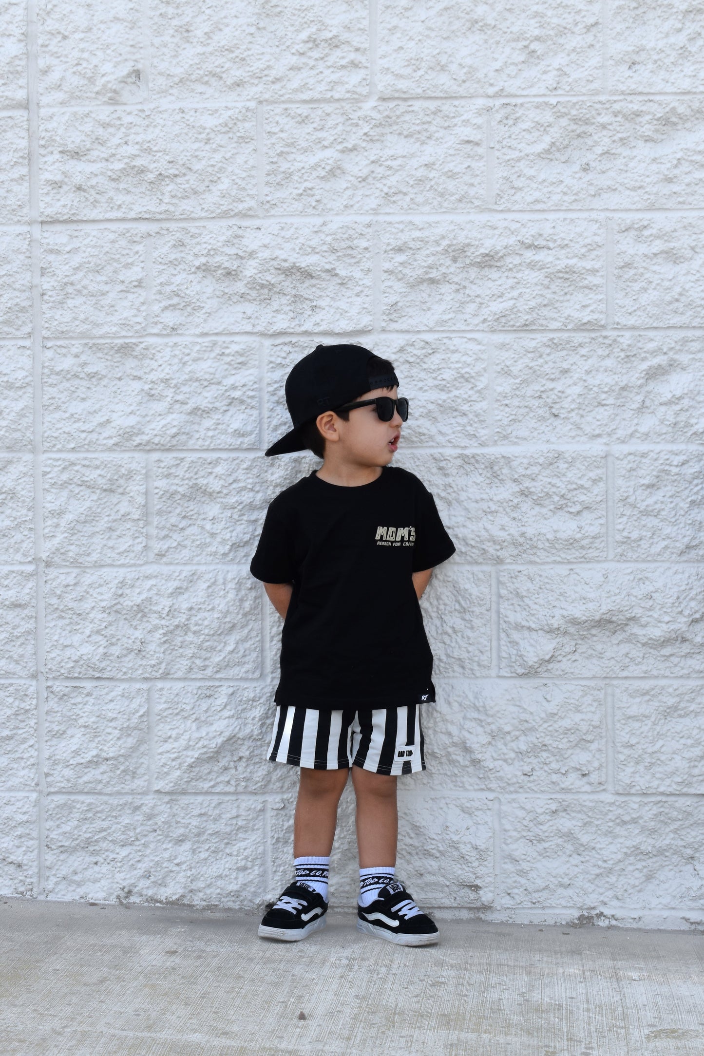 RIVIERA STRIPE SHORTS - BLACK