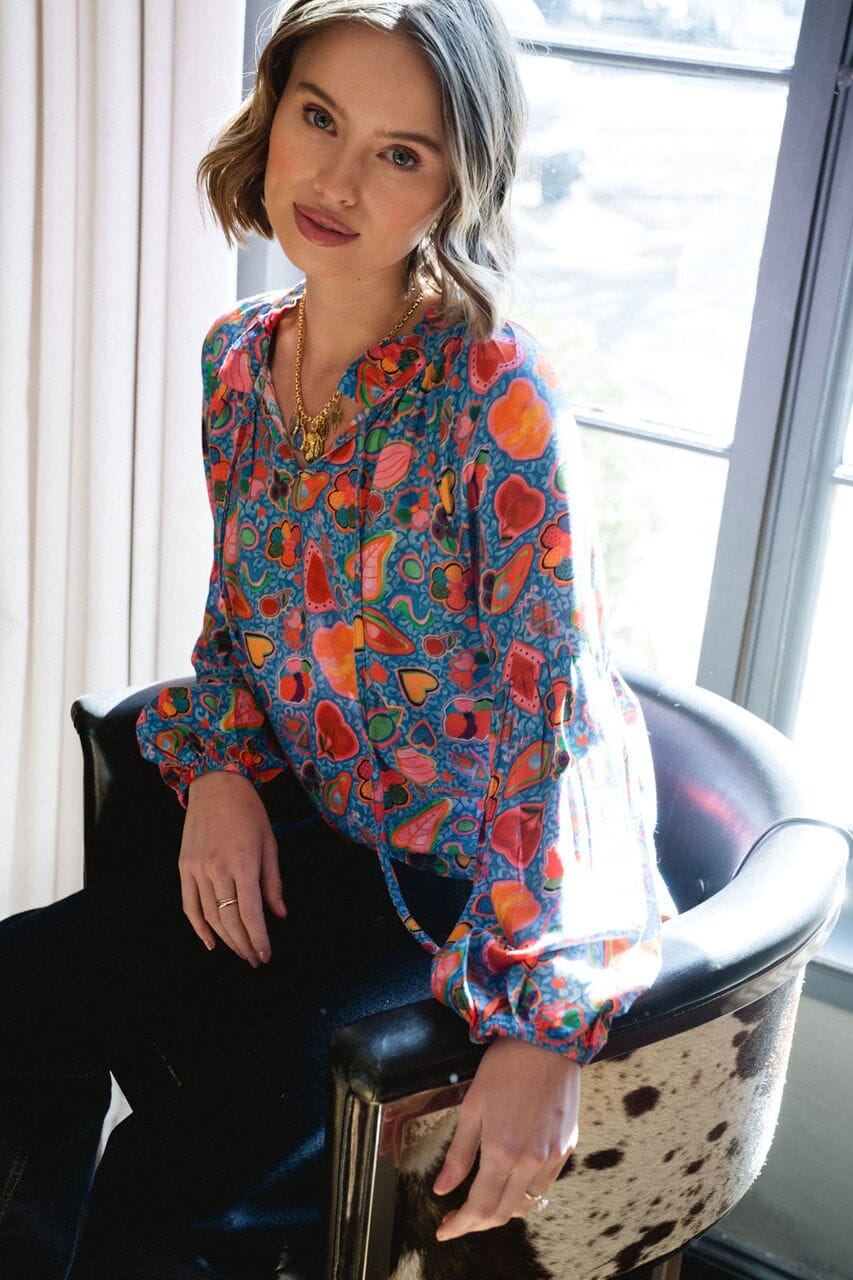Nora Blouse - Azure - final sale