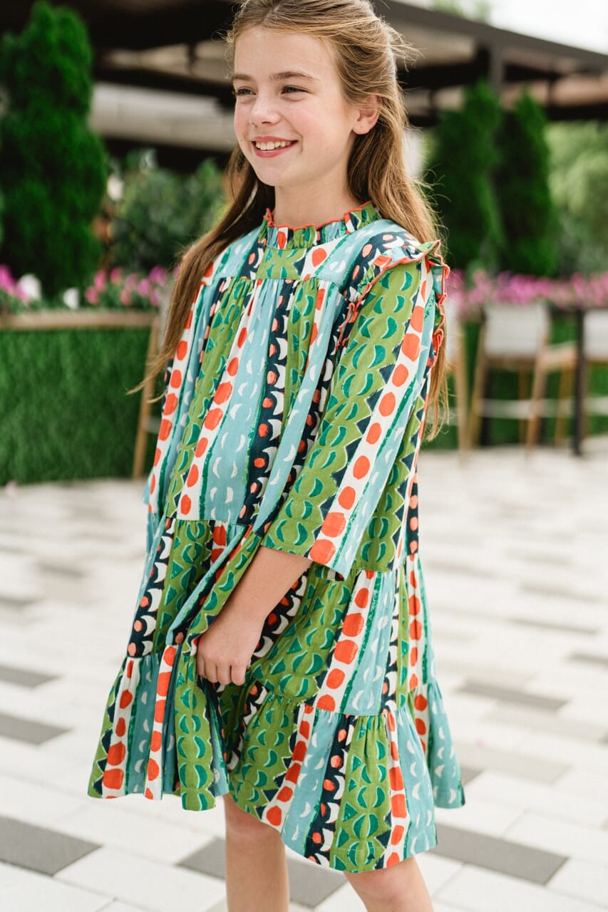 Girls Flutter Dress-Jasmine Green