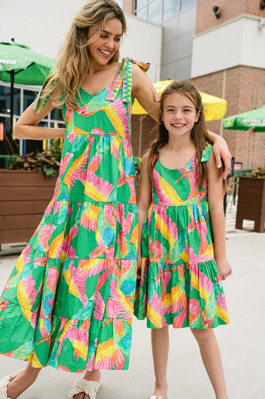 Girls Olivia Dress- Tropical Green - final sale