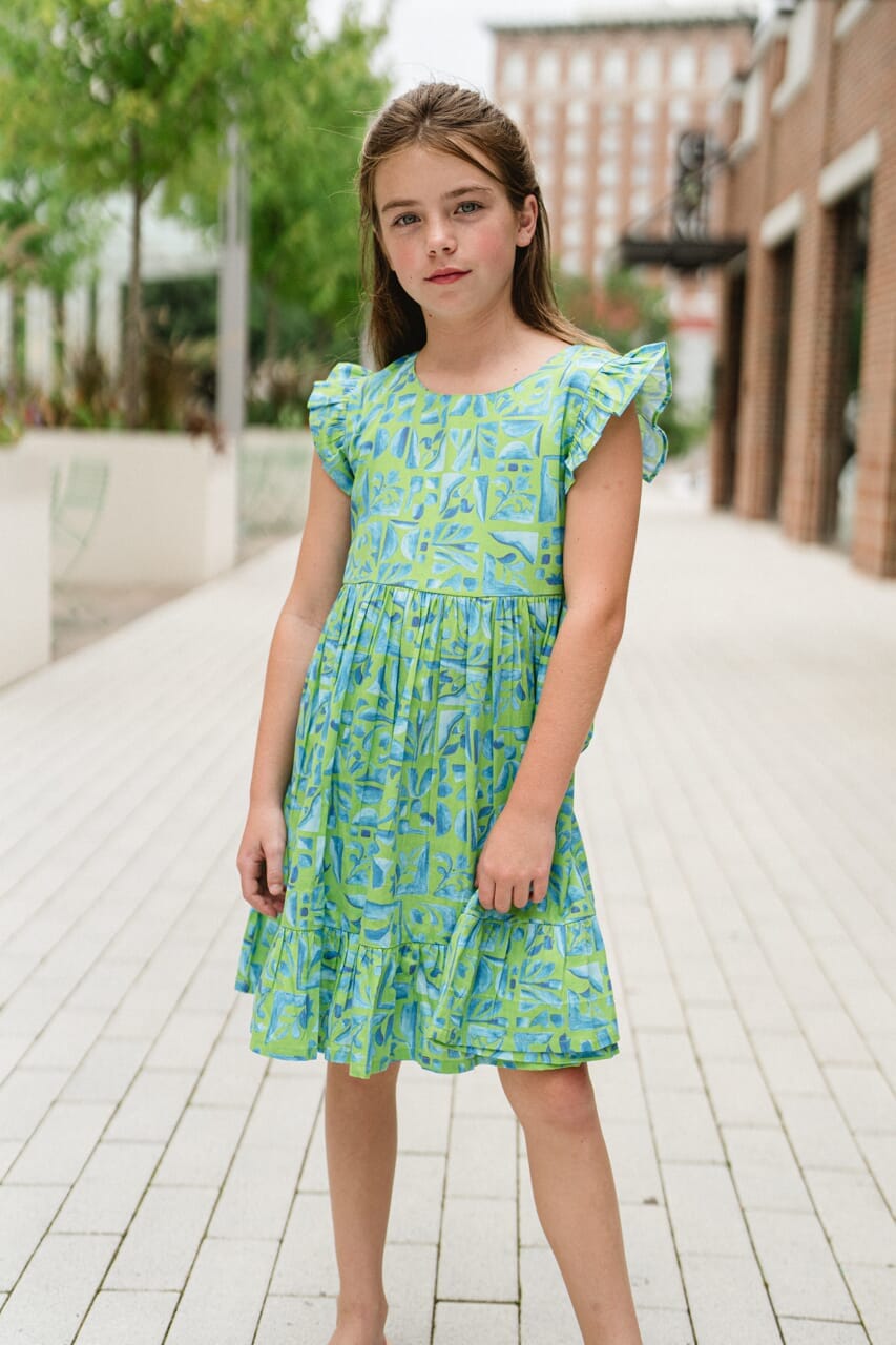 Girls Emma Ruffle Sleeve Dress - final sale