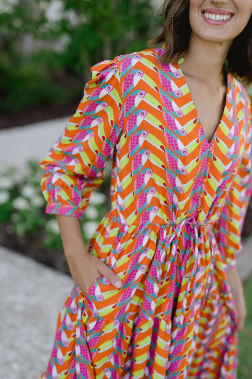 Maria Tie Waist Lilly Dress - Toucan - final sale