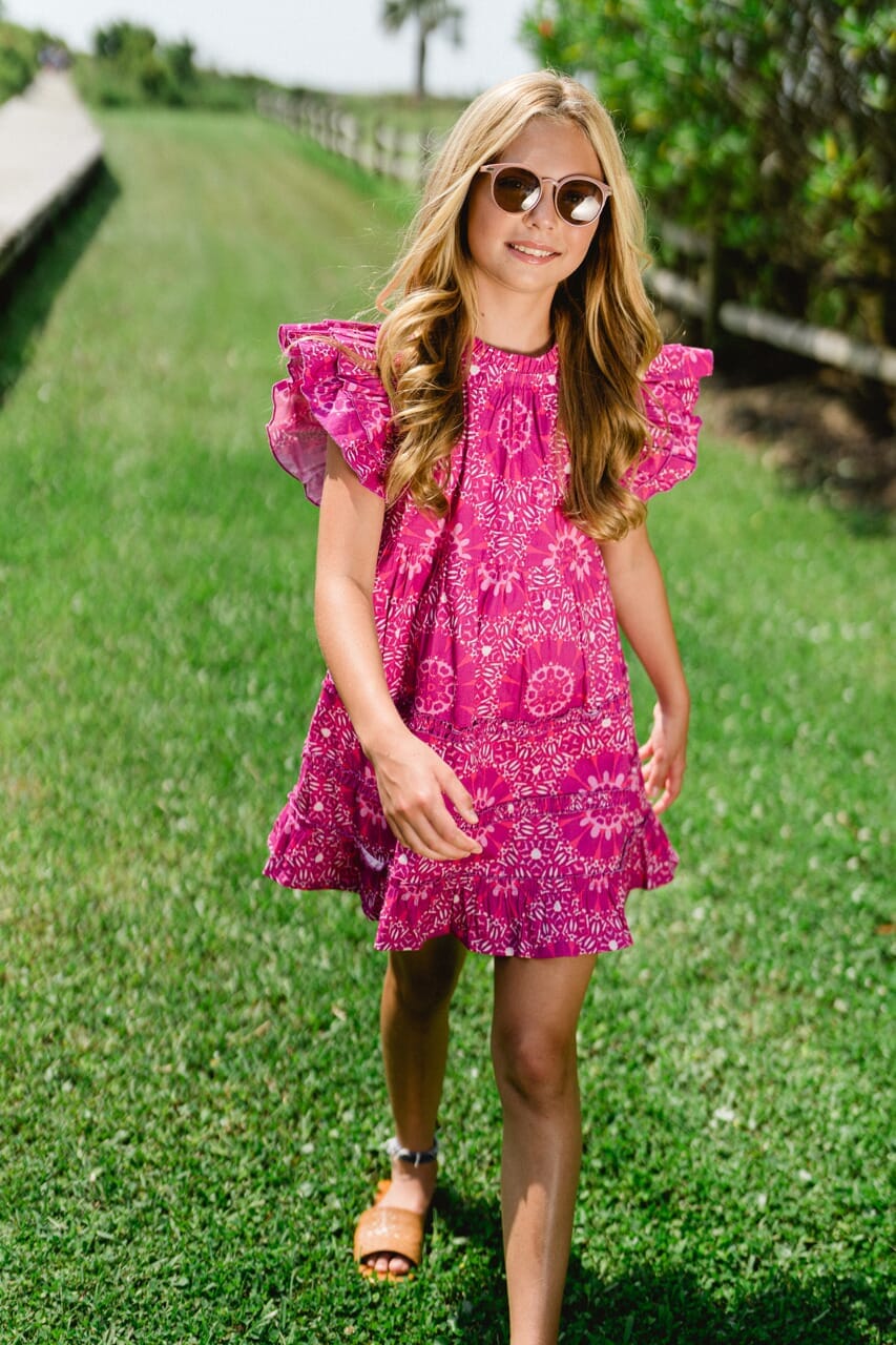 Girls Ruthie Mini Dress - Magenta