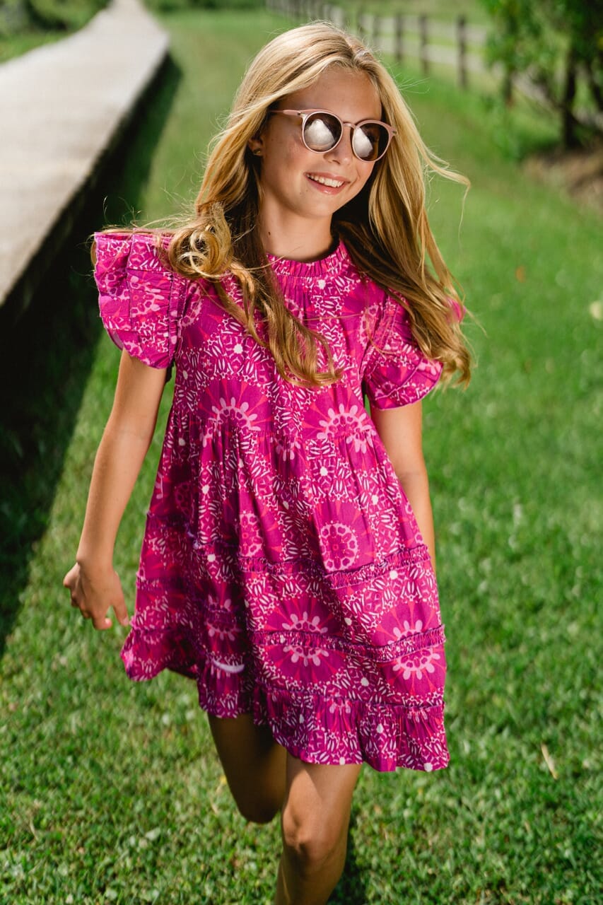 Girls Ruthie Mini Dress - Magenta