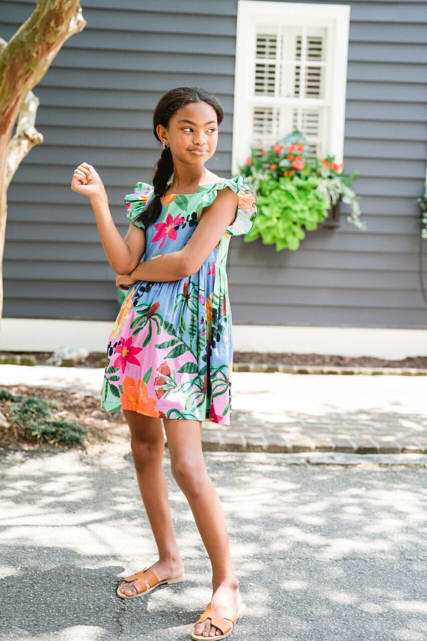 Girls Nellie Flutter Sleeve Dress