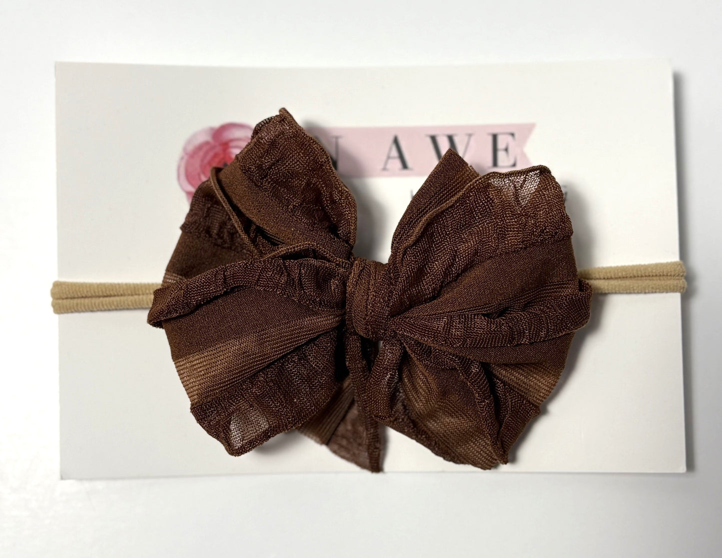 Skinny Mini Ruffled Headband- Brown