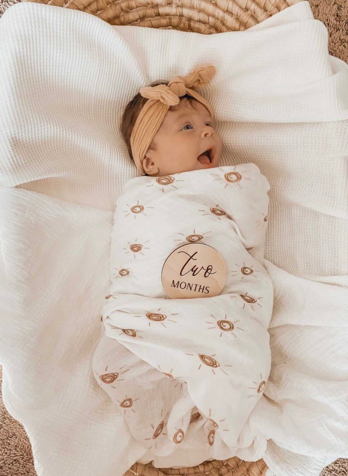 Muslin Swaddle Blanket - Brown Sun