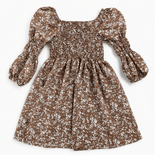 Dainty Floral Brown Dress- Child