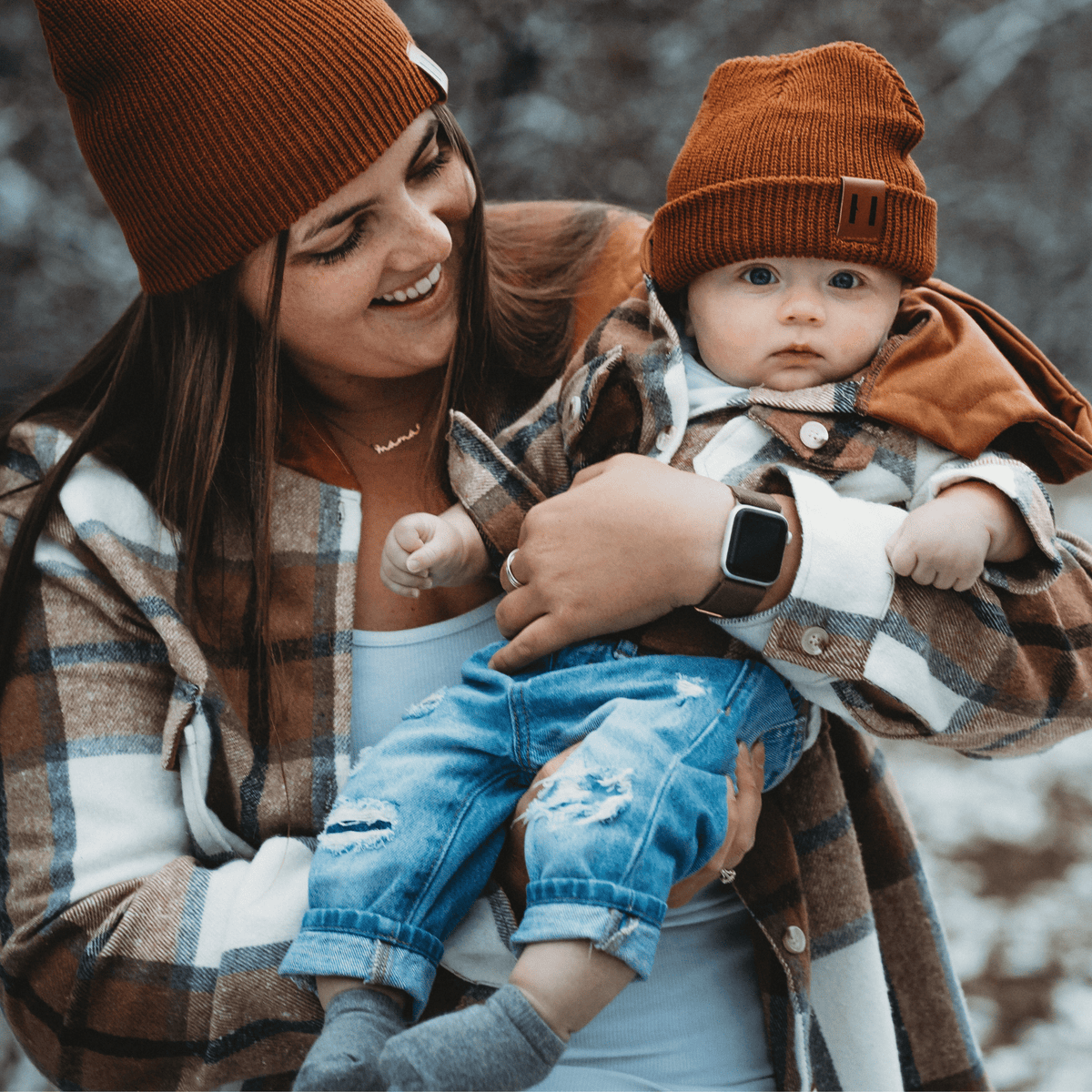 Hooded Brown & Gray Flannel Jacket- Adult