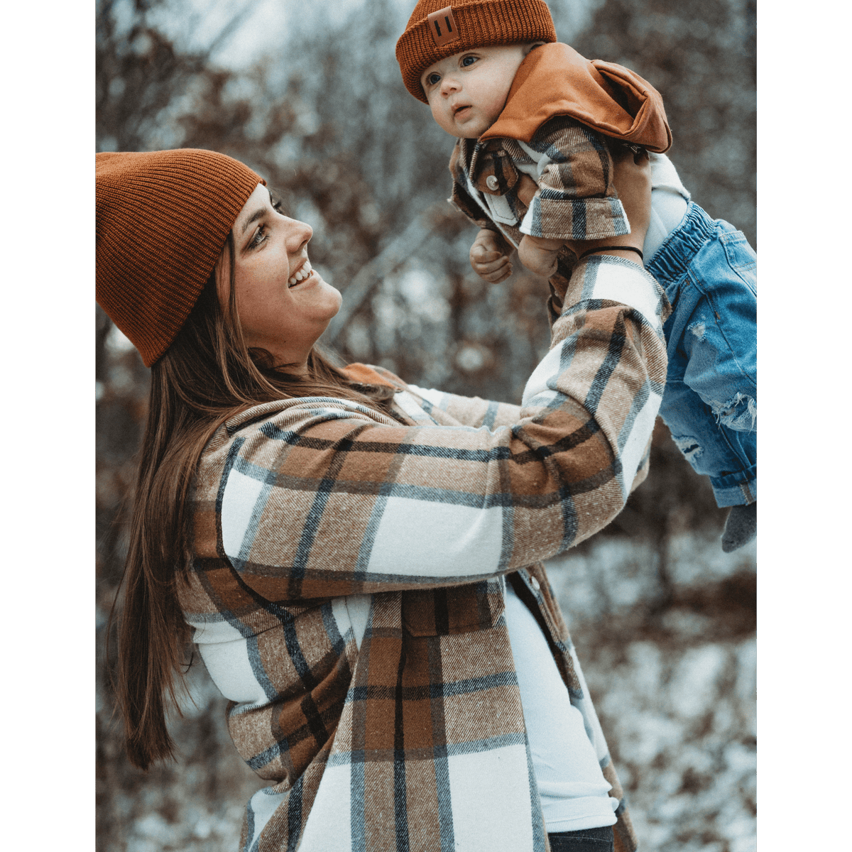 Hooded Brown & Gray Flannel Jacket- Adult