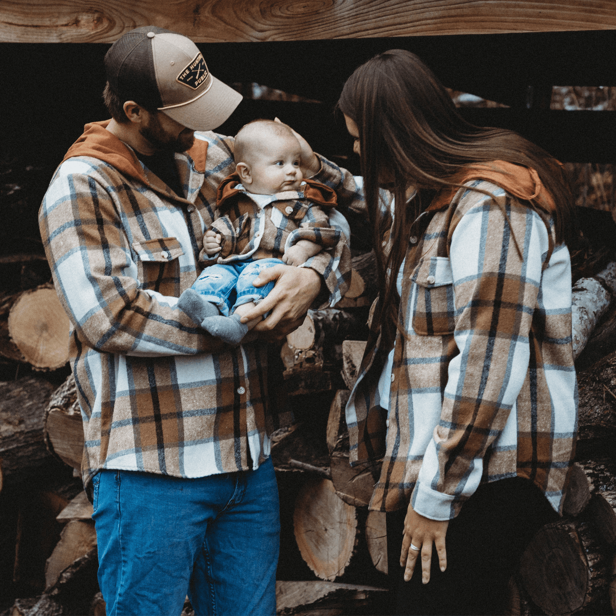 Hooded Brown & Gray Flannel Jacket- Adult