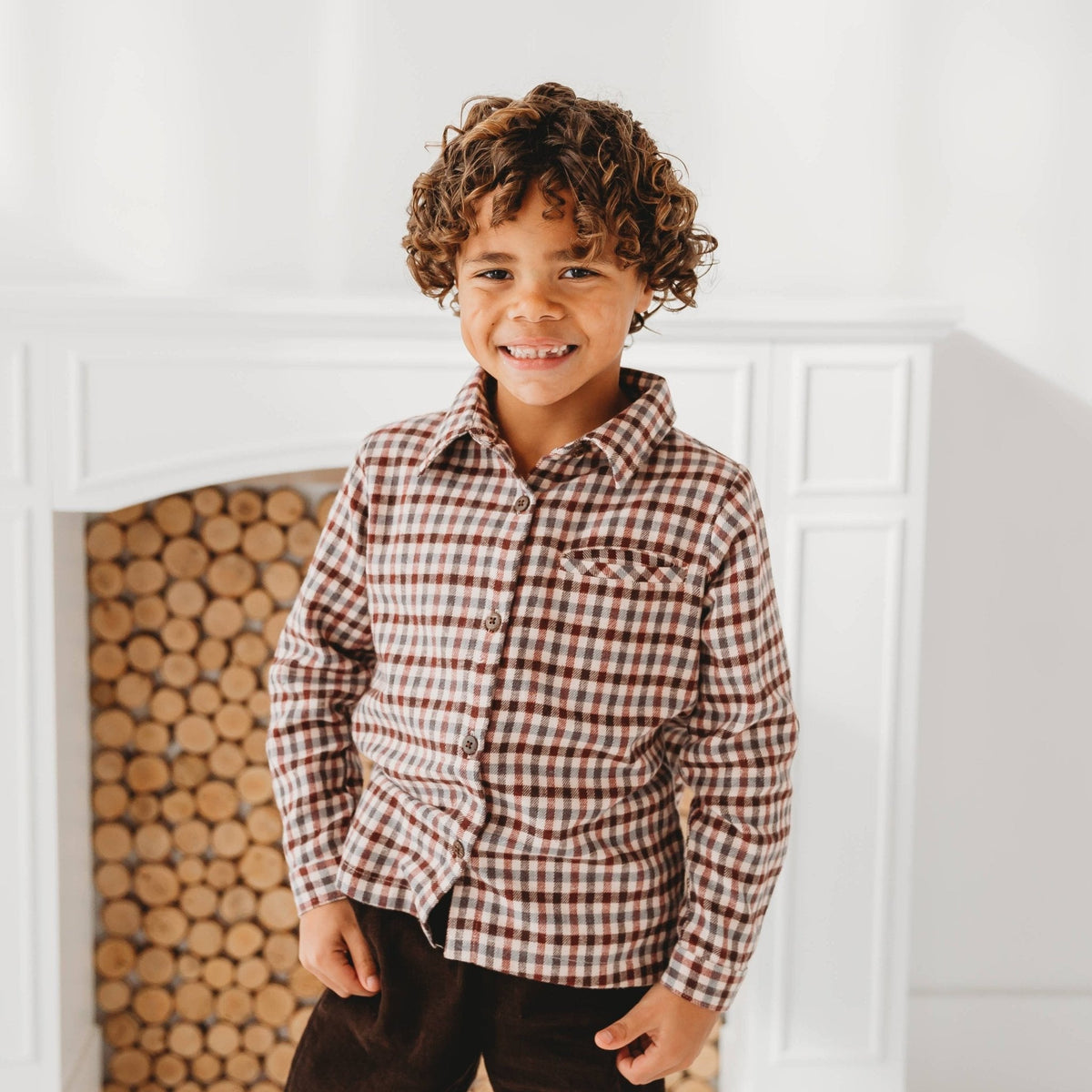 Brushed Gingham Check Boys Shirt