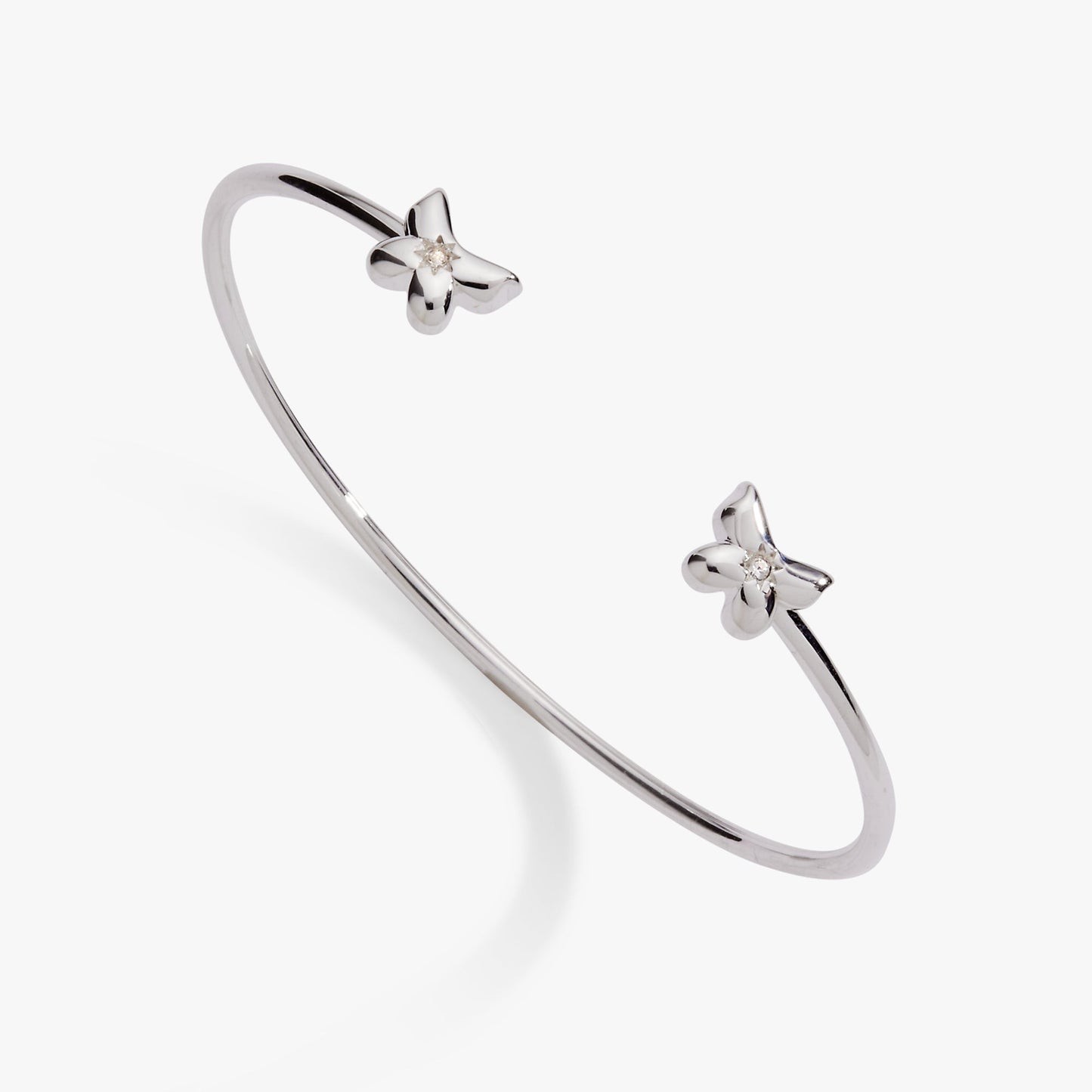 Puffy Butterfly Crystal Flex Cuff Bracelet