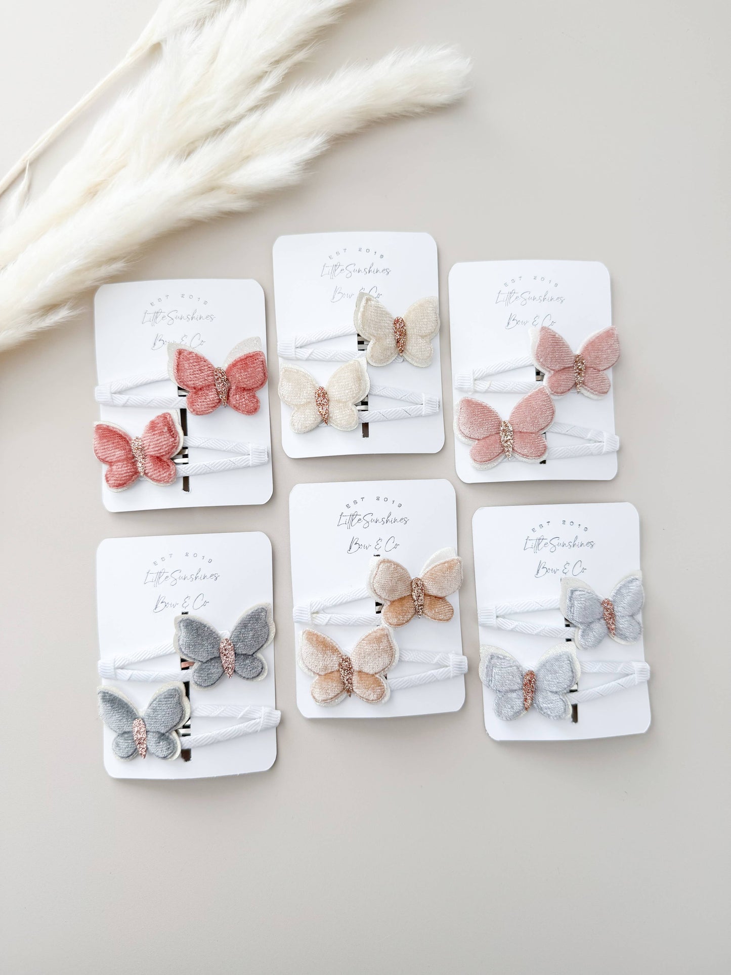Velvet Butterfly Hair Clips & Nylon Headbands