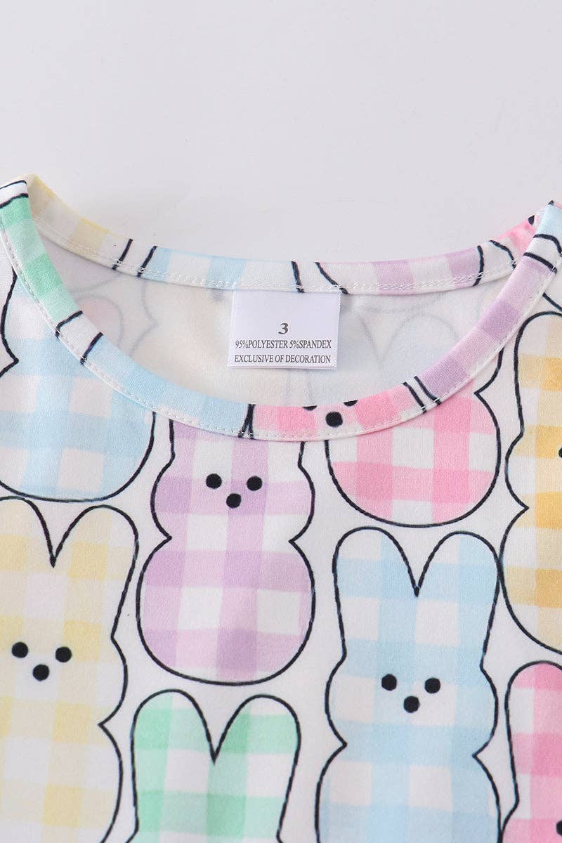 Easter Plaid Rabbit Ruffle Dress