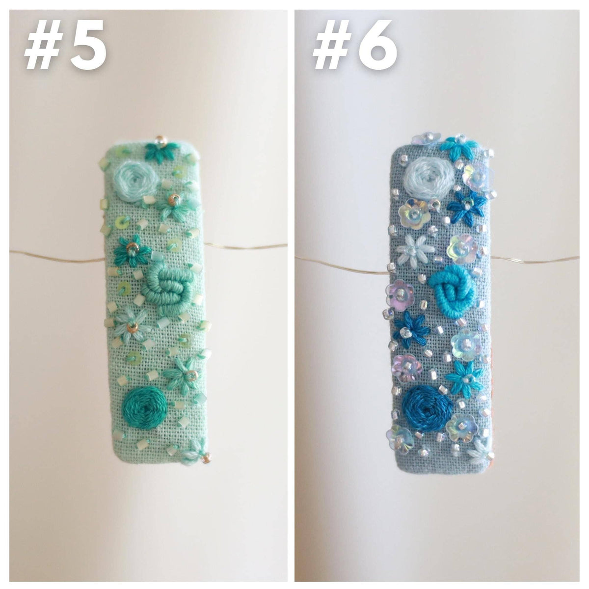 Handmade Embroidered Rectangle Hair Clip
