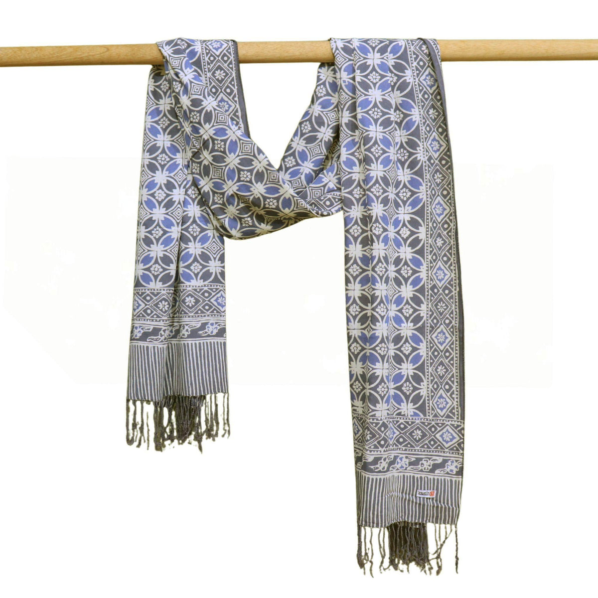 Handmade Batik Scarf - soft Cotton - Charcoal Grey