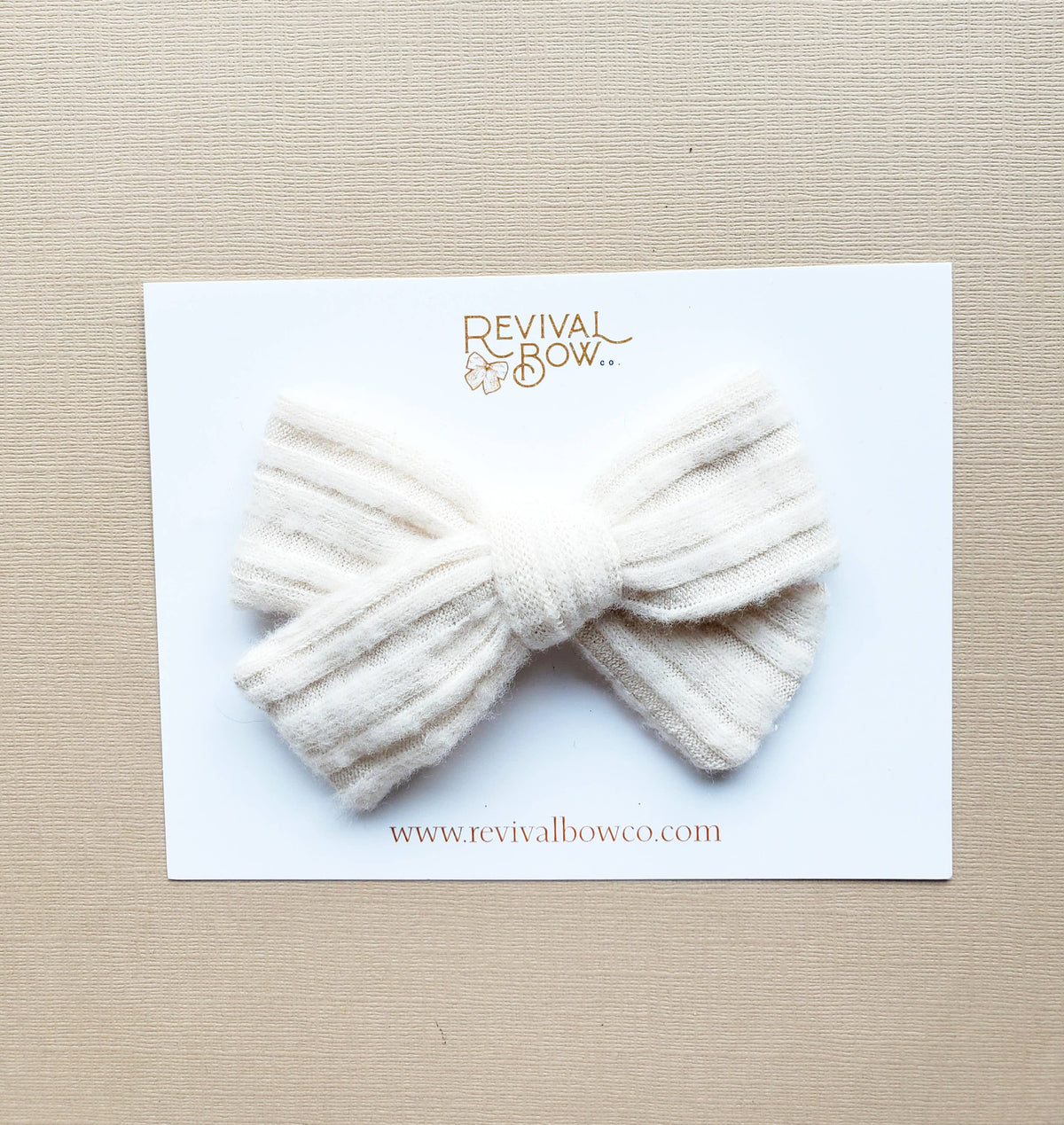 Classic Fabric Bow • Soft Cream Stripe