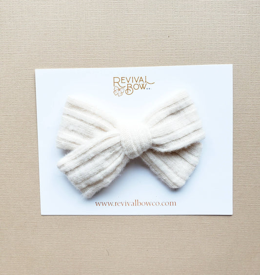 Classic Fabric Bow • Soft Cream Stripe