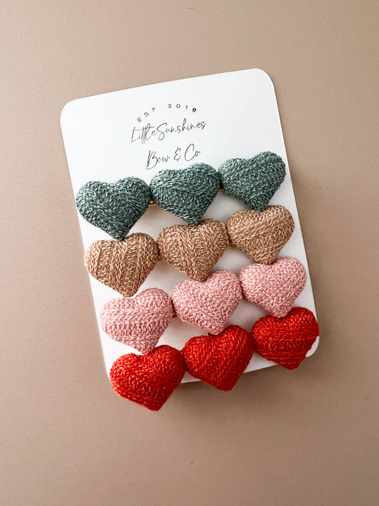 Triple Heart Hair Clips- Set of 4