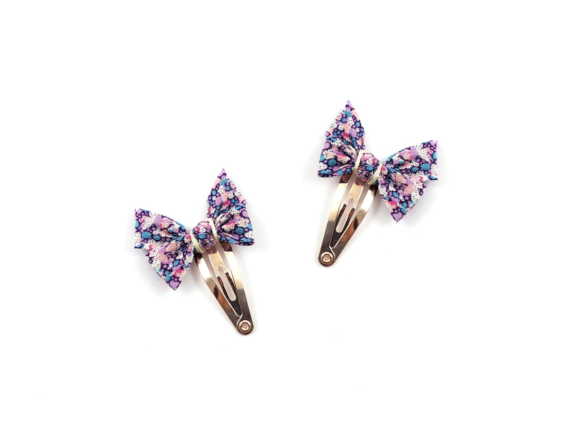 Liberty Print Bow Hair Clips, Rose Gold Plated Brass, Set of