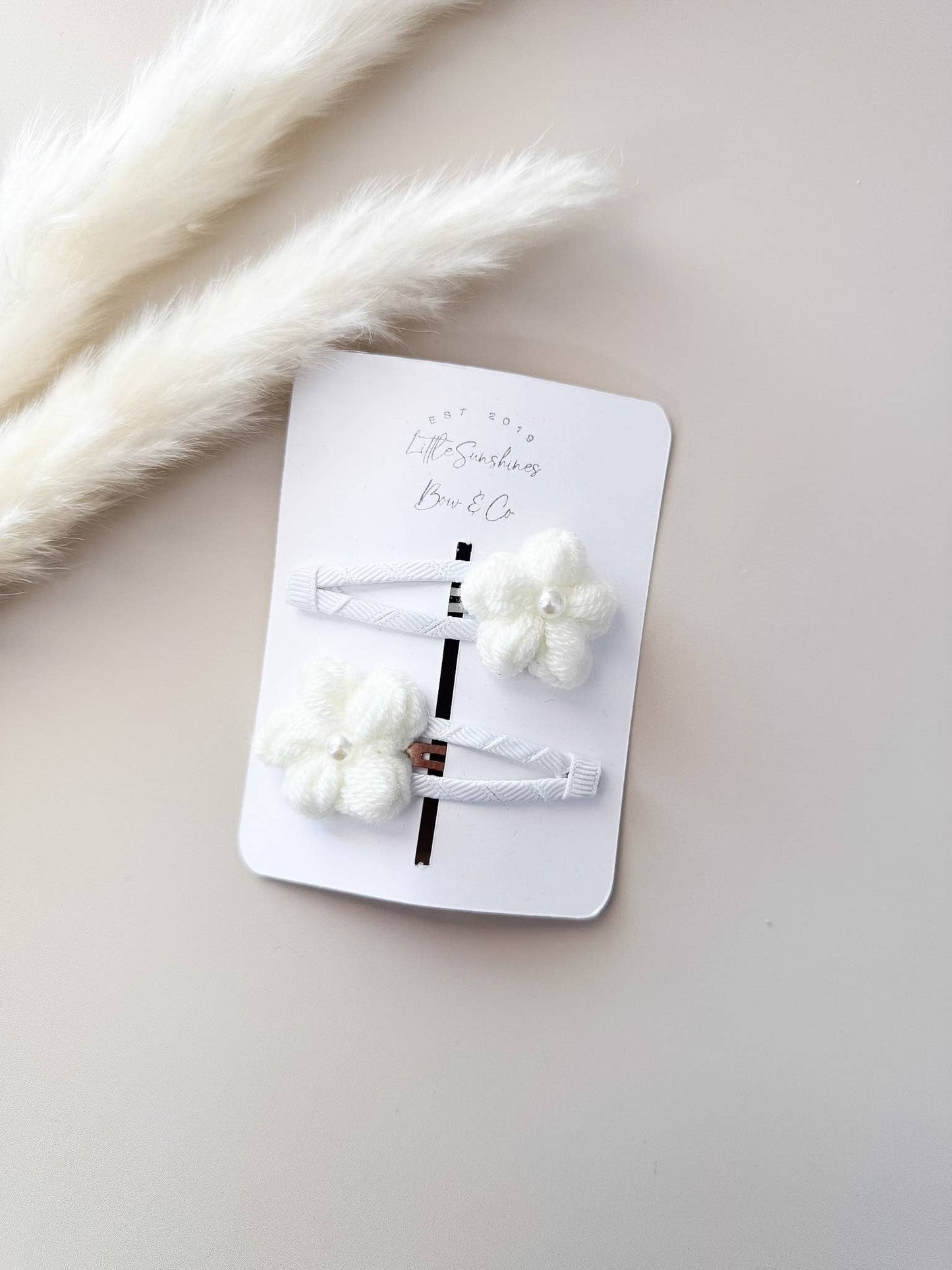 White, Pink & Lavender Crochet Flower Hair Clips- Set of 2