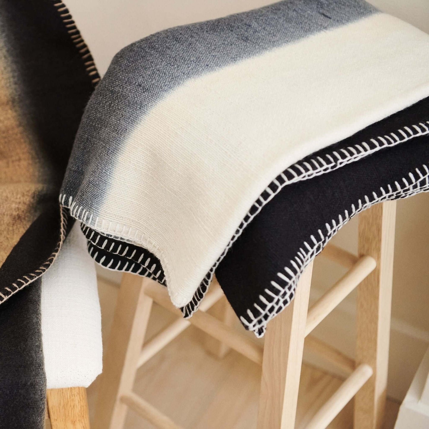 Handwoven Black and White Ink Soft Merino Throw Blanket