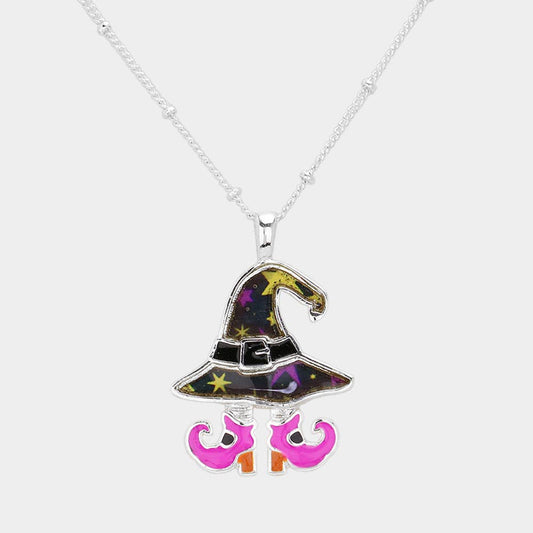 Halloween Witch Hat Boots Pendant Necklace