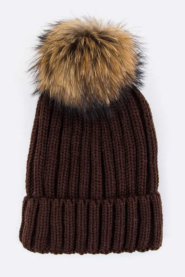 Detachable Fur Pom Fashion Beanie