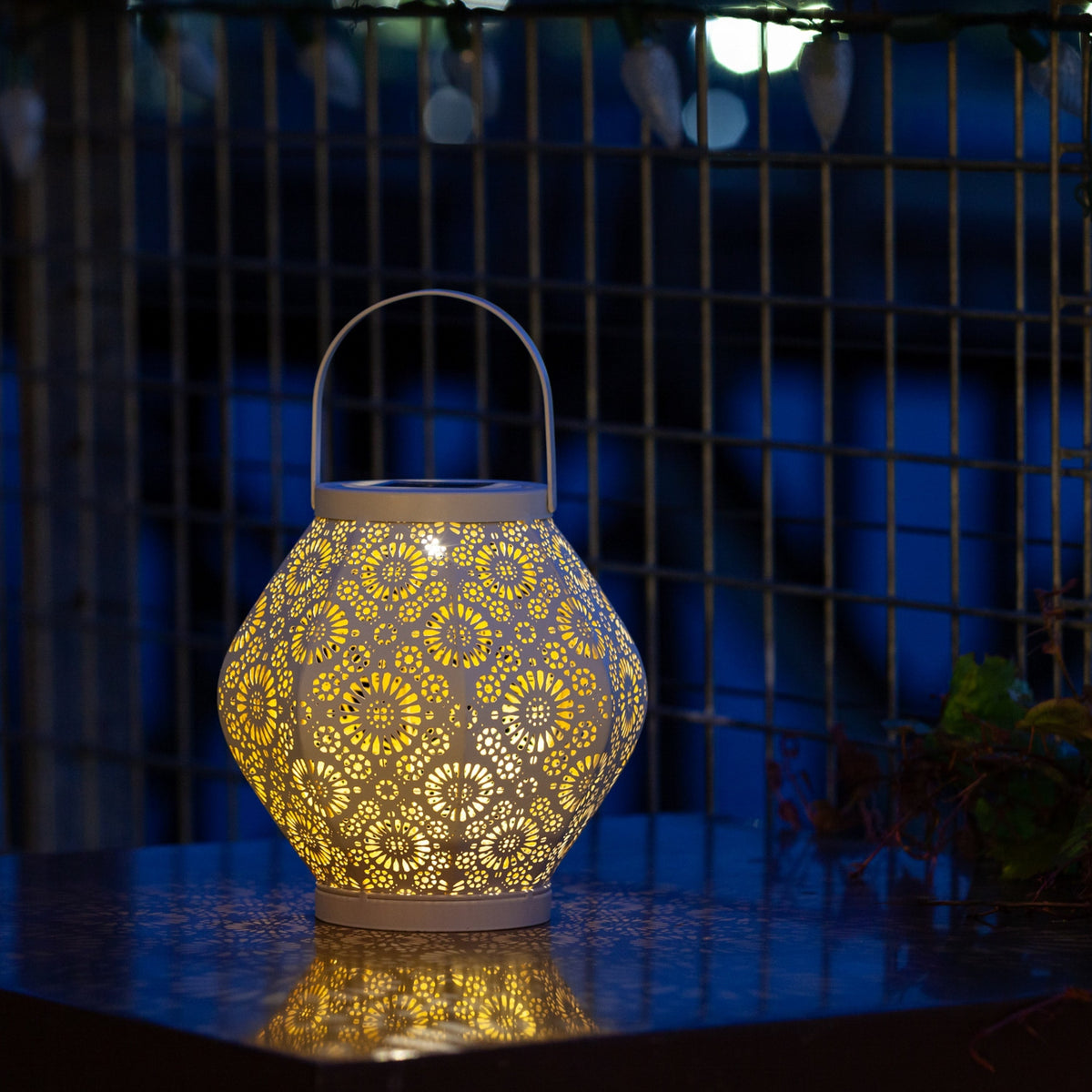 Daisy Punched Metal Solar Lantern