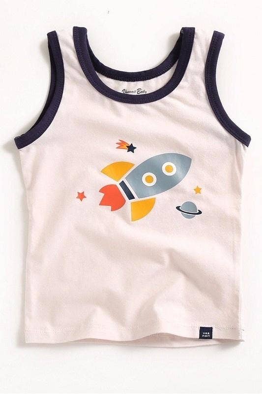 Rocket Shoot Beige Tank Top