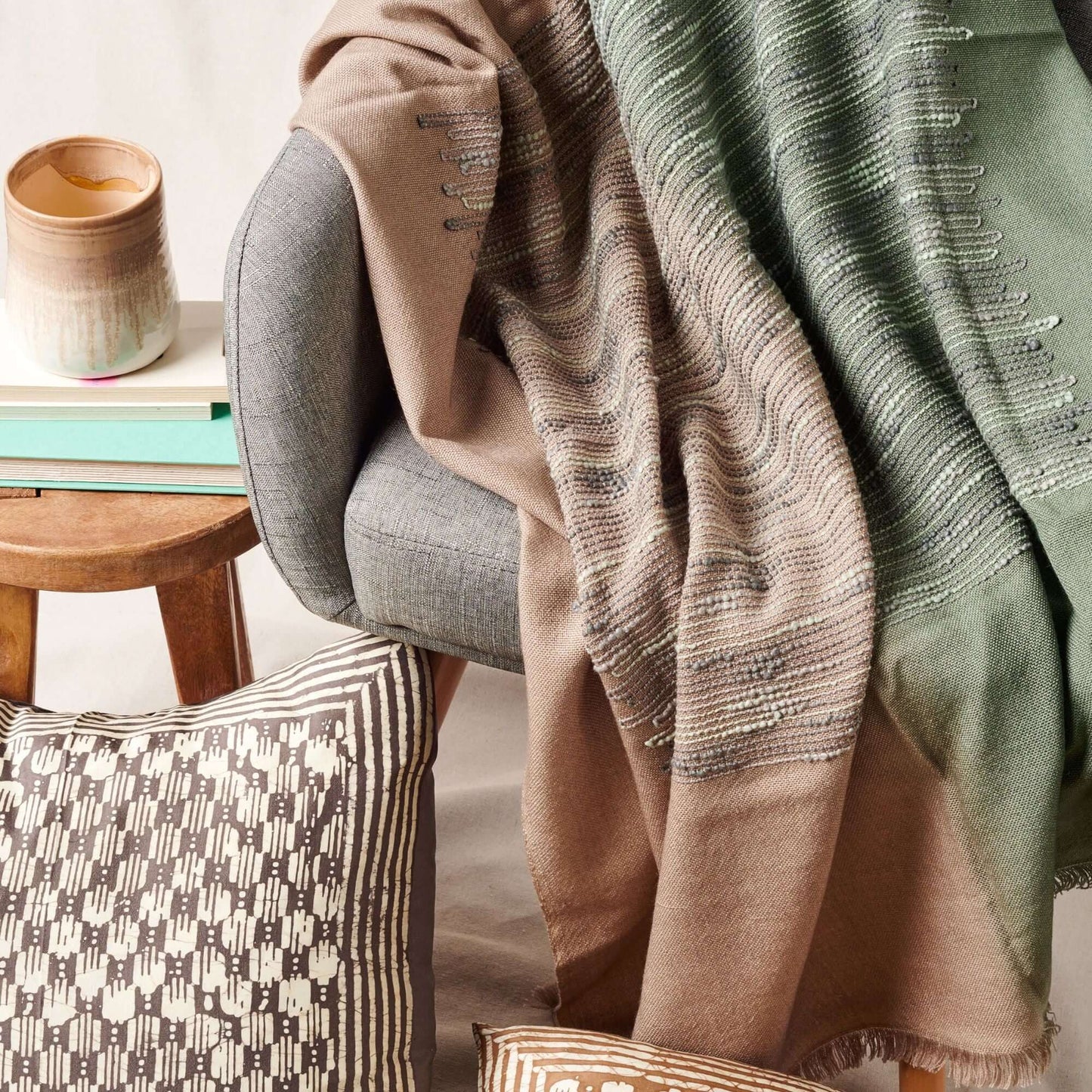 Merino Wool Bedspread with Hand Embroidery