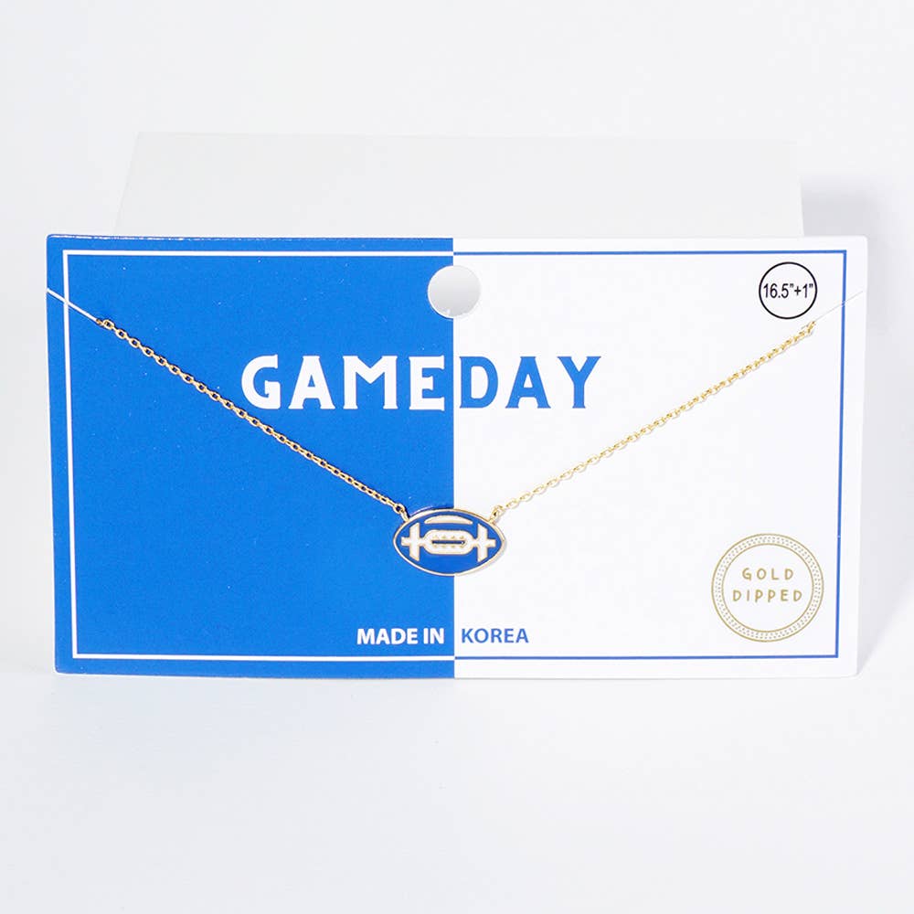 Gold Dipped Gameday Enamel Football Pendant Necklace