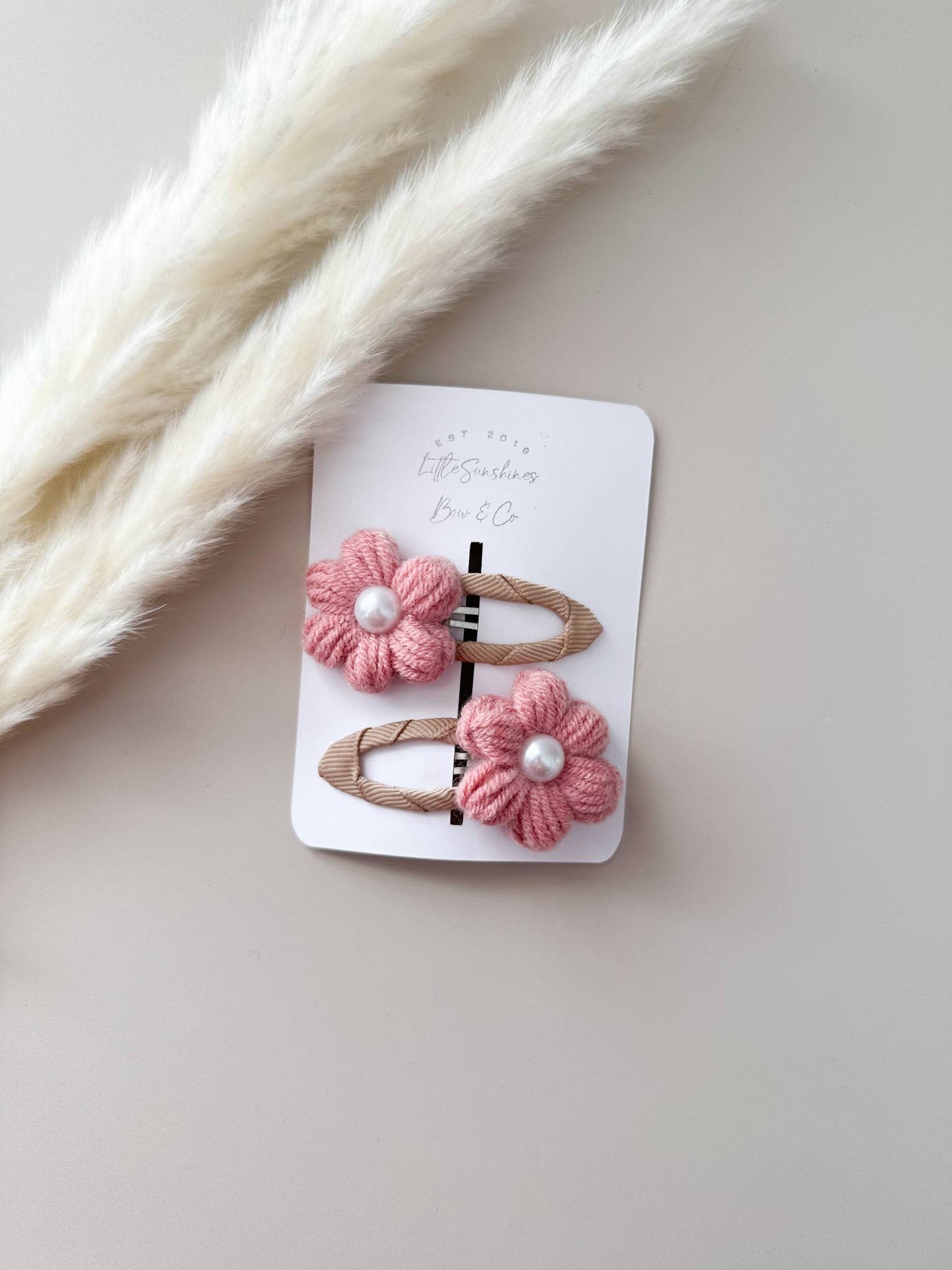 Knit Pearl Flower Hair Clips & Headbands