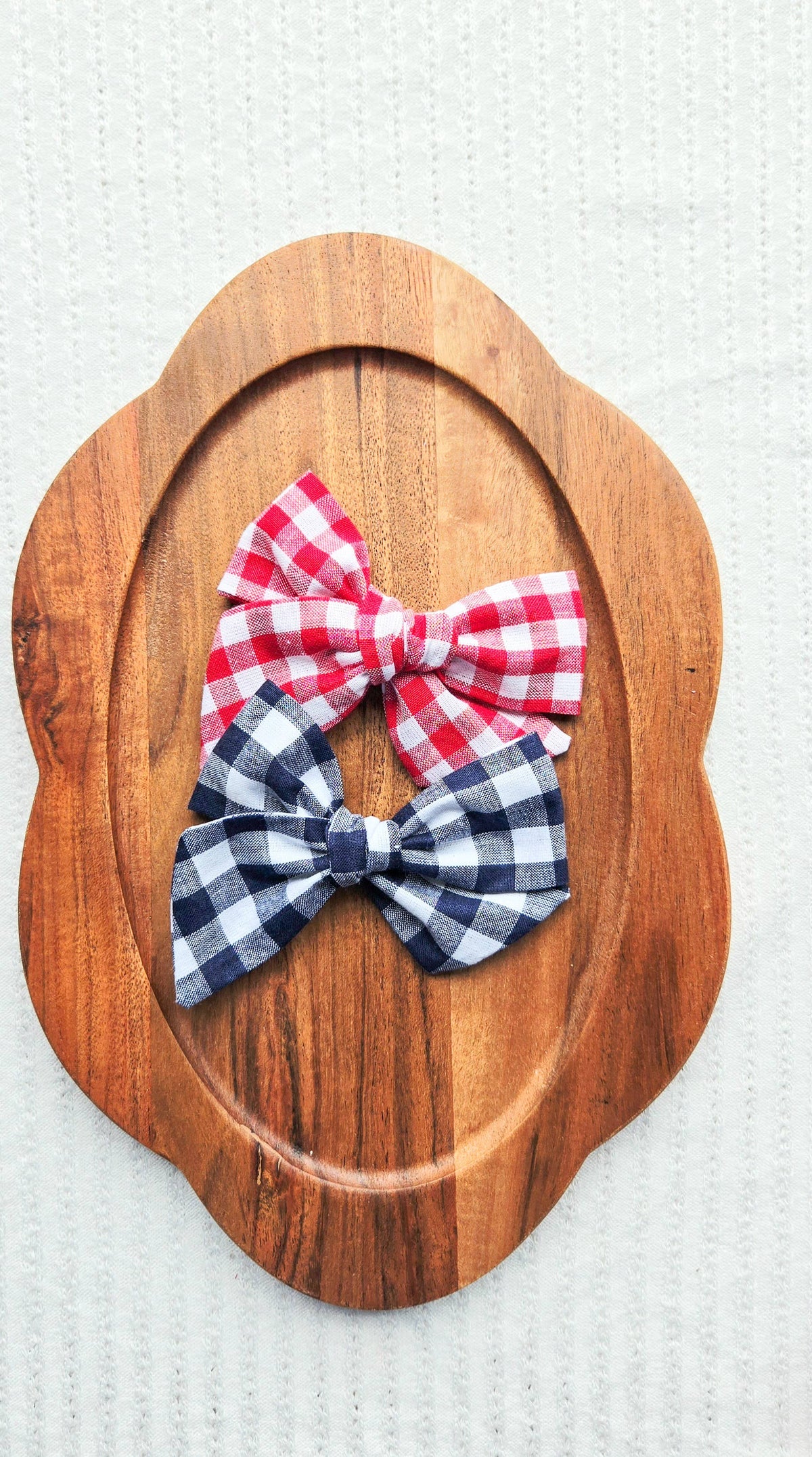 Large Pinwheel Bow on Clip • Red Gingham