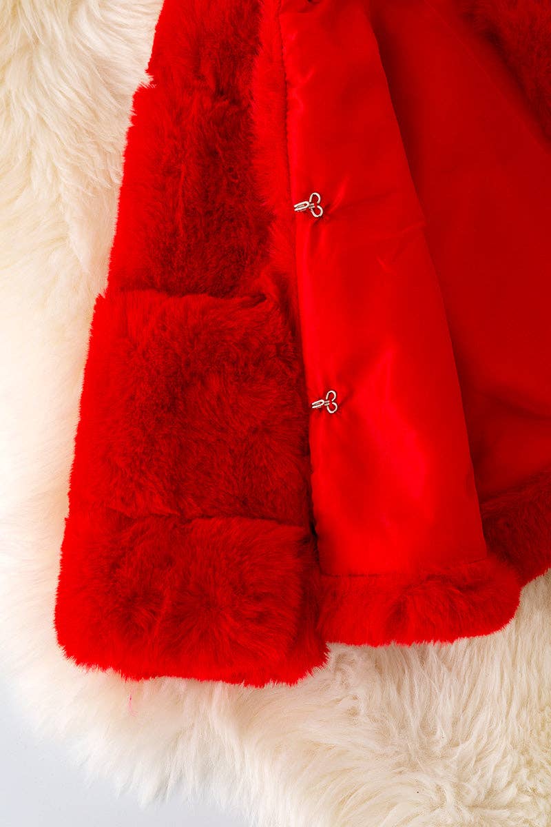 Red faux fur cozy jacket. TPG40414 Jean