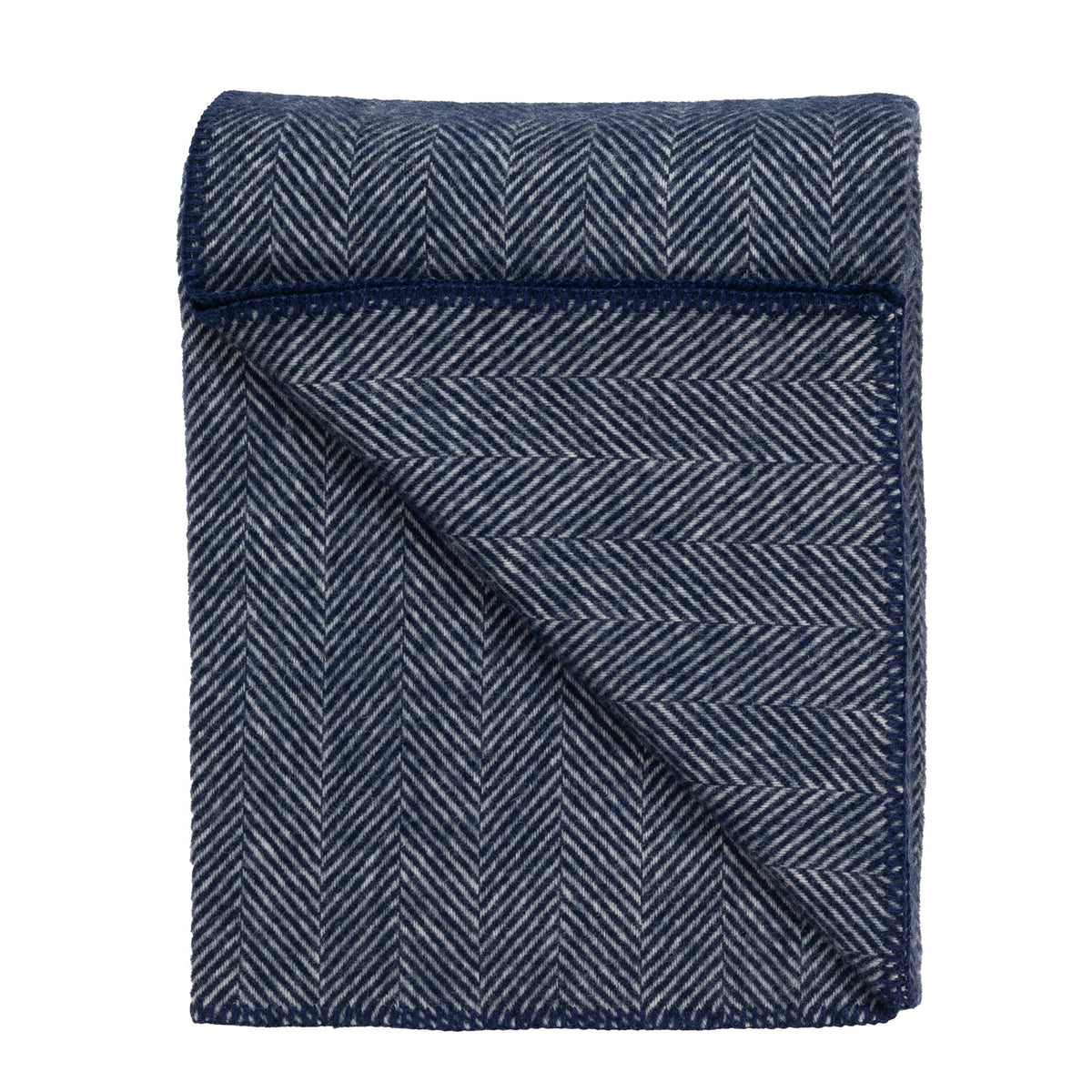 Highland Tweeds Big Throw - Navy Herringbone