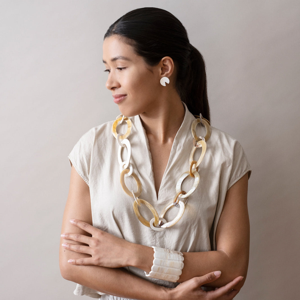 Oval Horn Chain Necklace