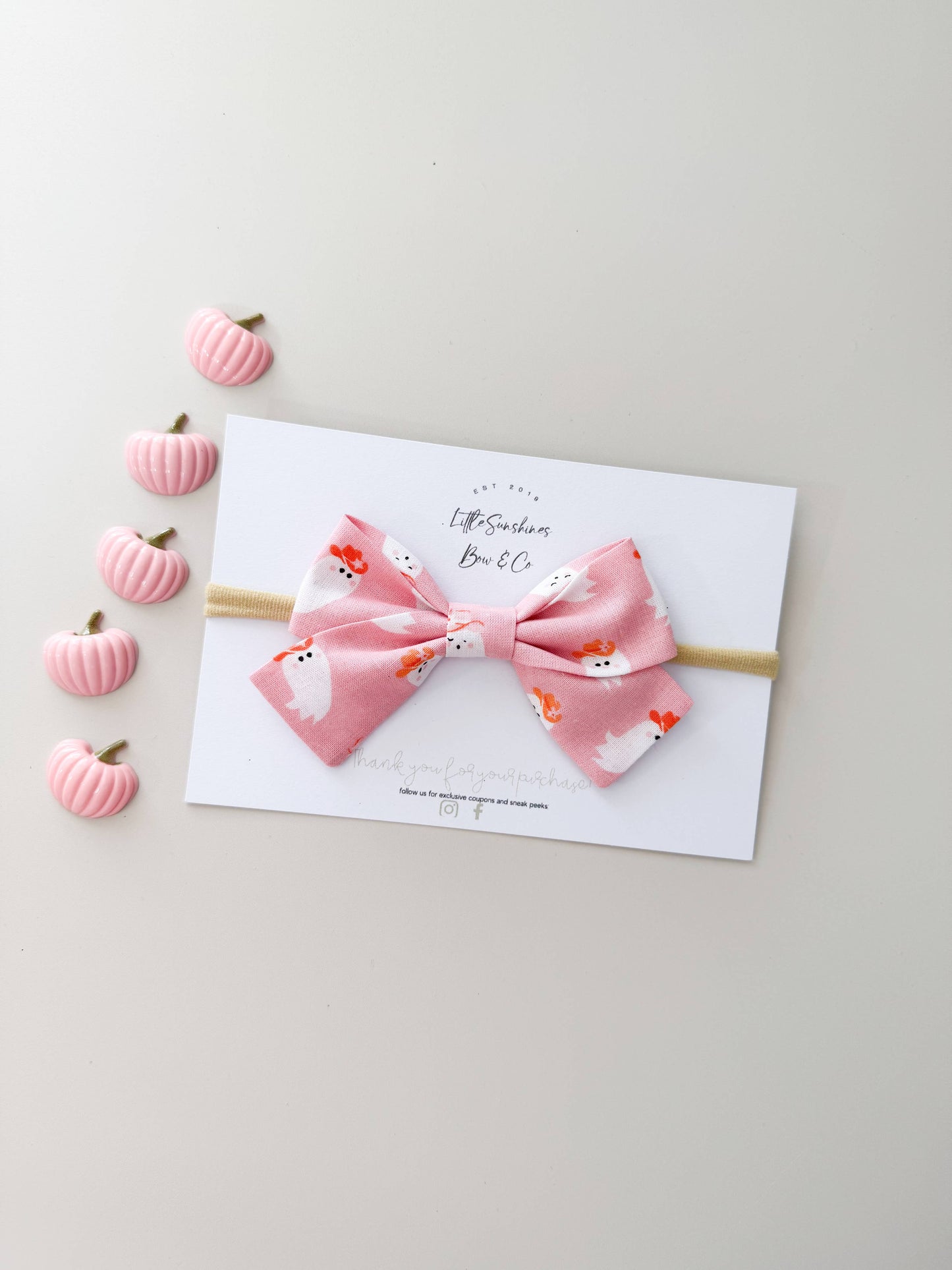 Pink Cowboy Ghosts Halloween Pinwheel Hair Bow