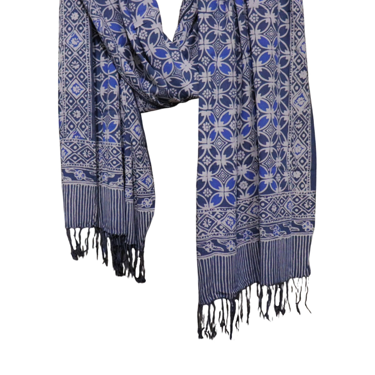 Handmade Batik Scarf - soft Cotton - Charcoal Grey