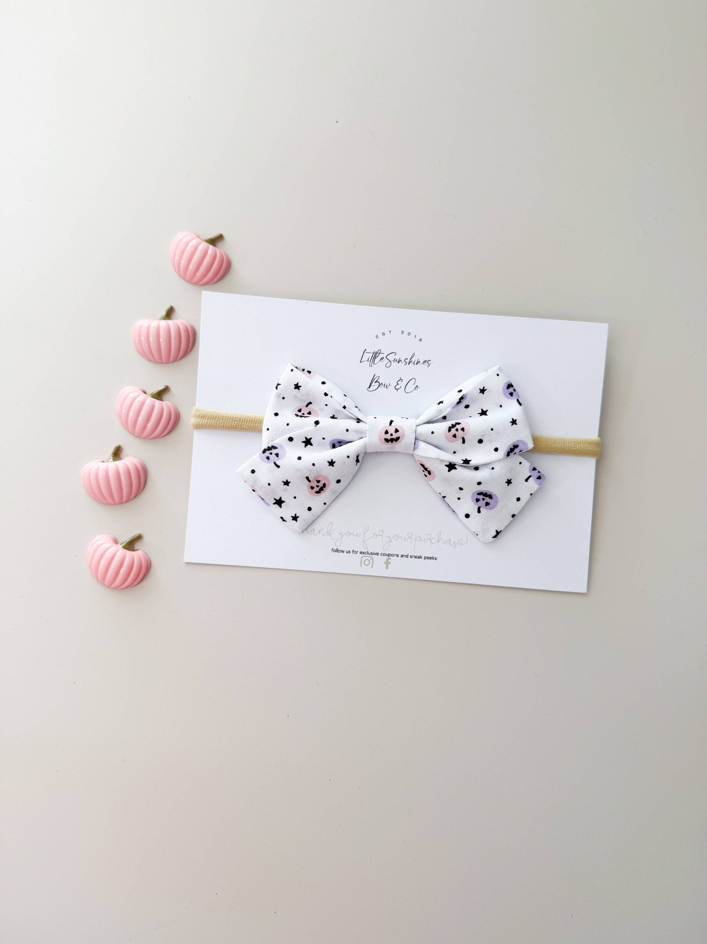 Pink & Purple Pumpkins Halloween Pinwheel Hair Bow