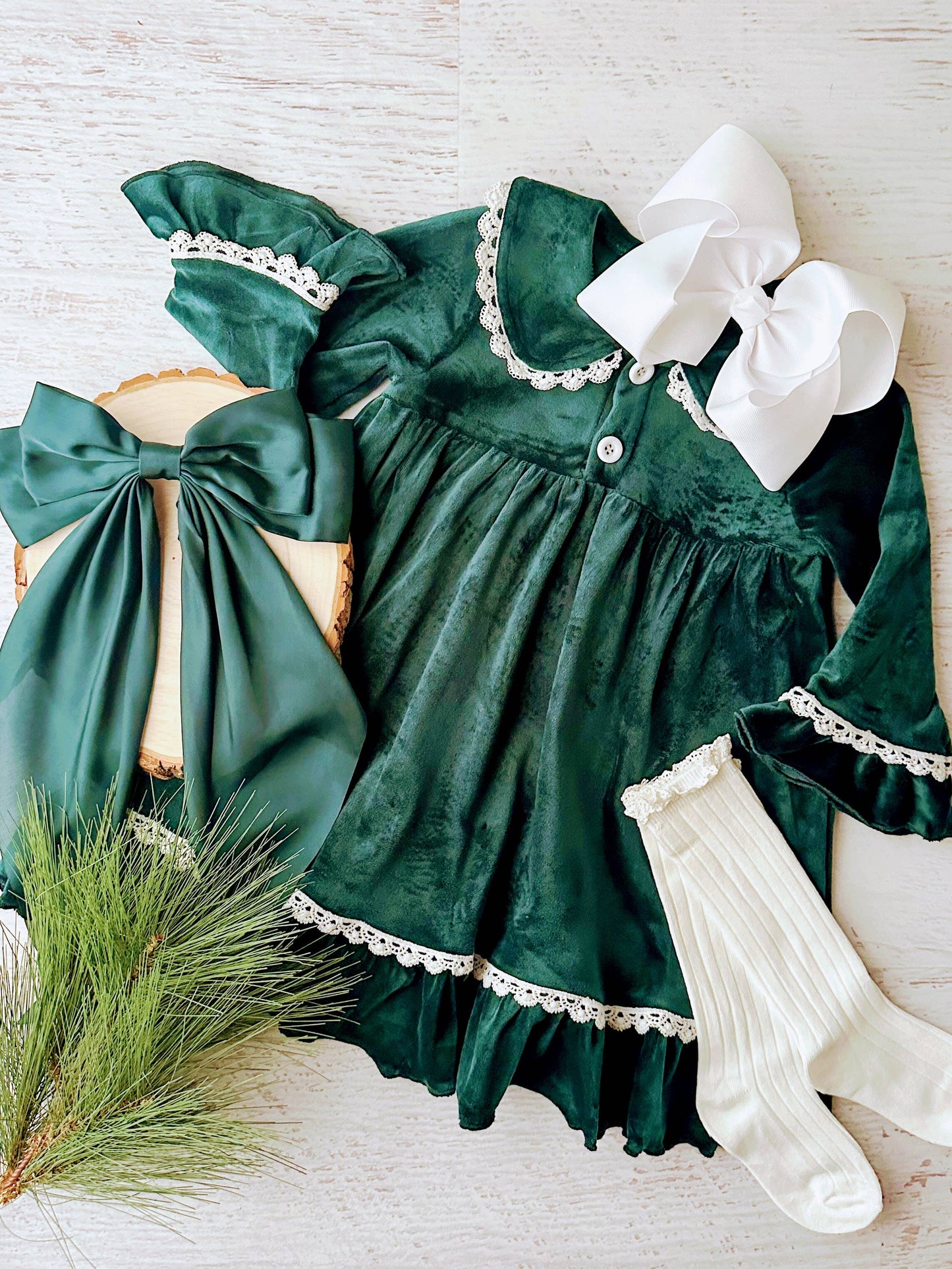 Green Velvet Girl's Nightgown