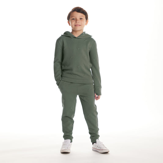 Kids Embossed Lounge Set | Green Dino