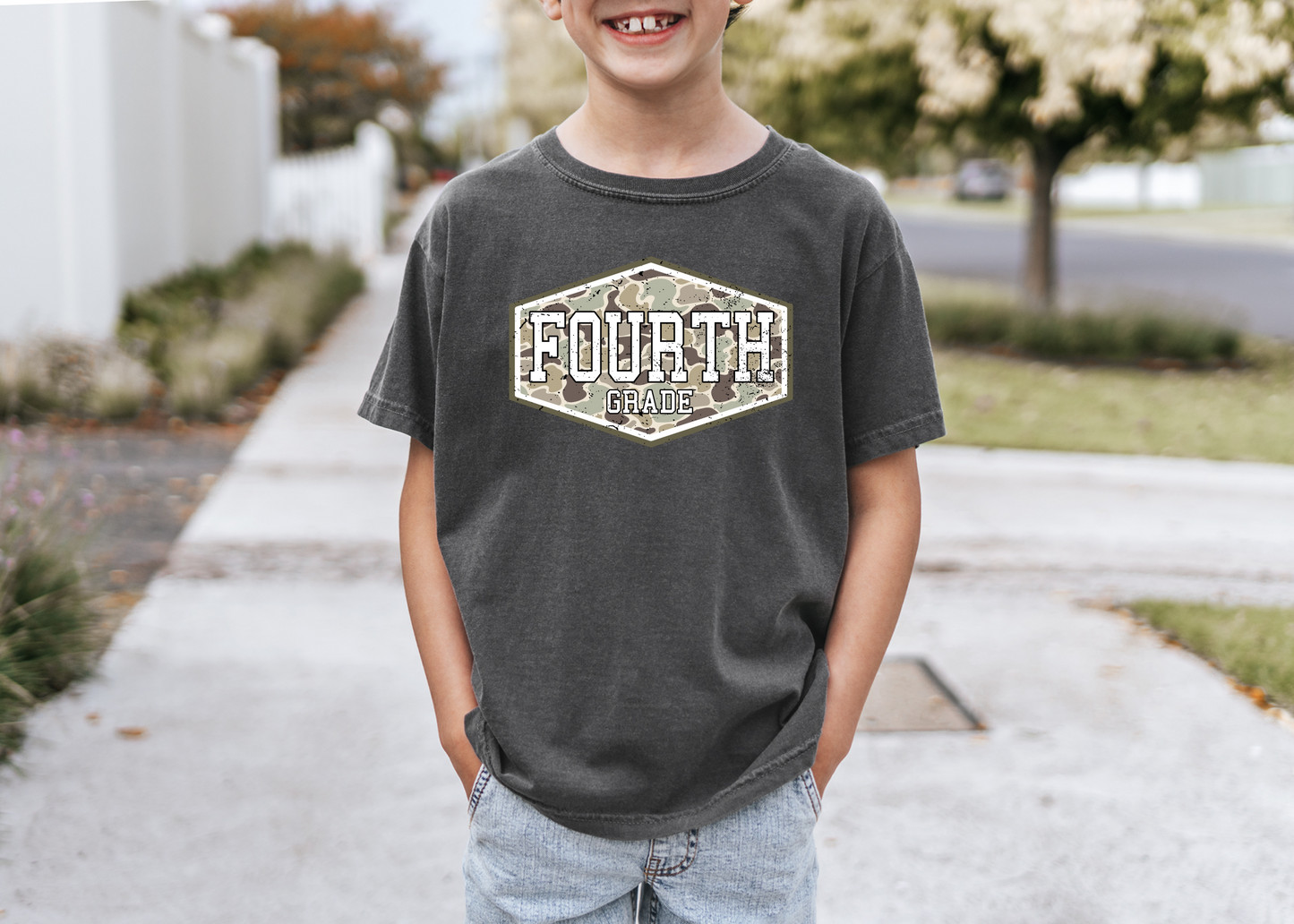 Camo Fourth Grade Youth T-Shirt