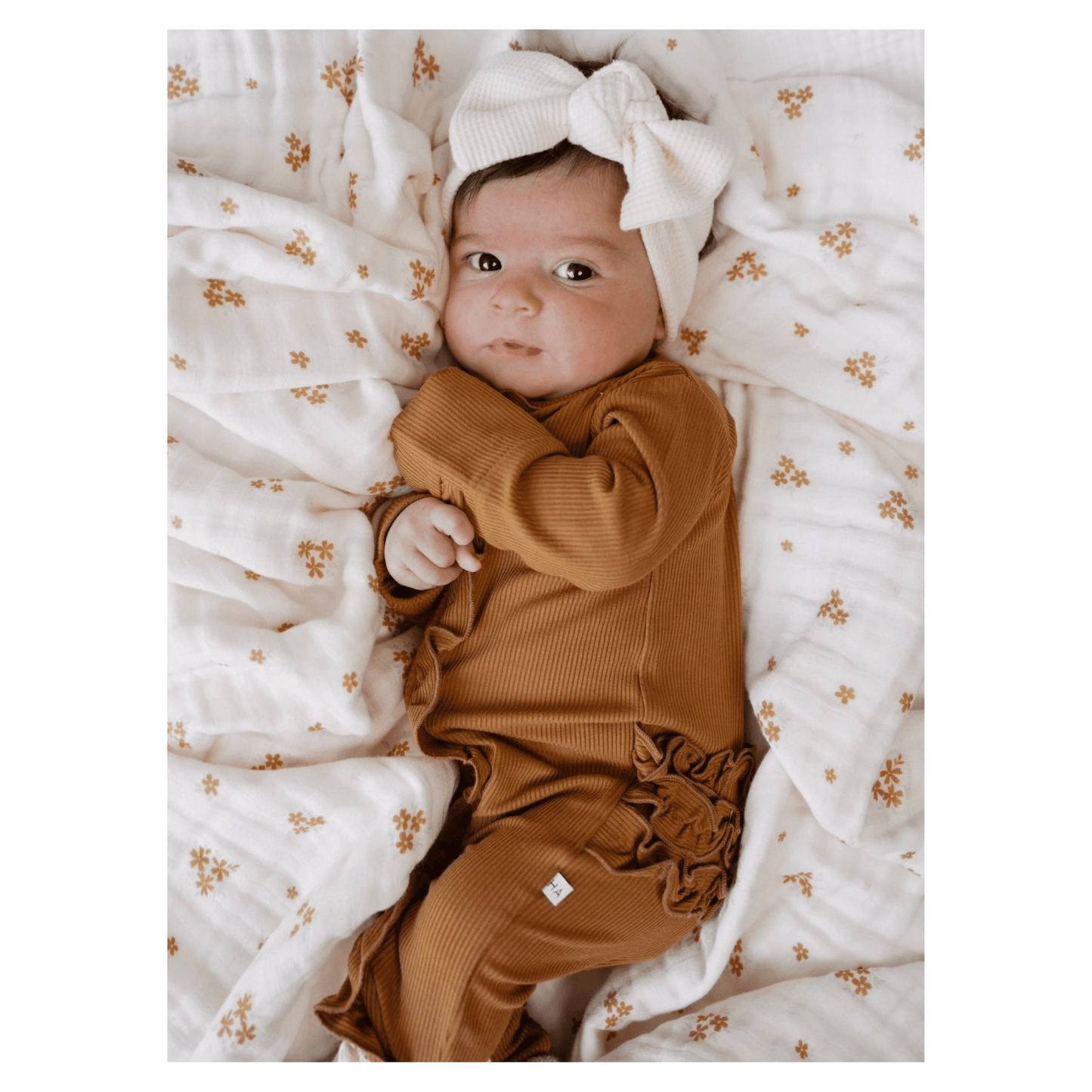 Ruffle Zipper One Piece - Caramel Ribbed