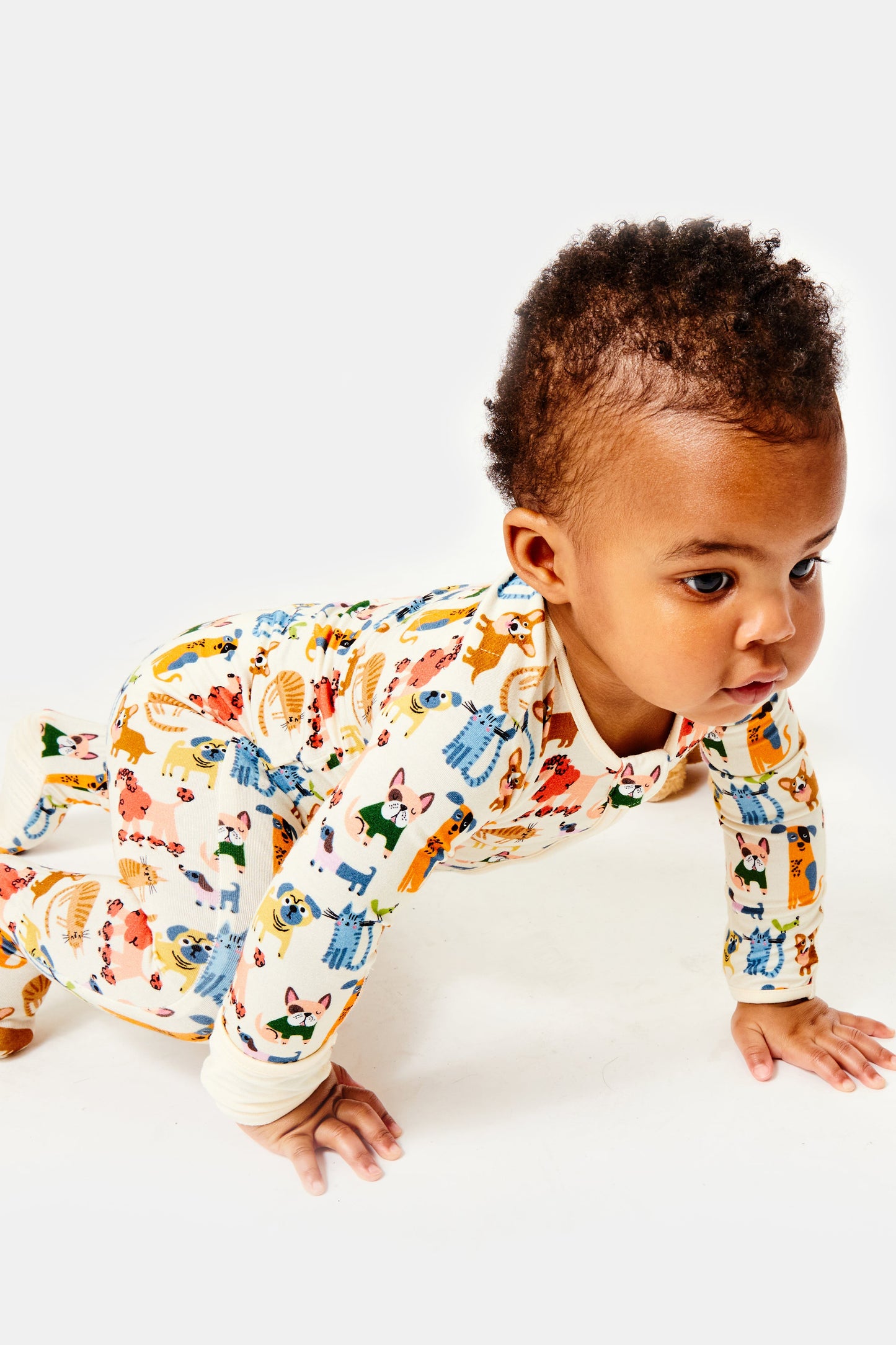 Soft & Stretchy Zipper Footie - Cats + Dogs