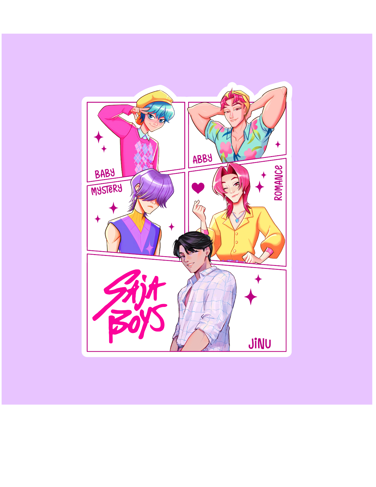 Saja Boys Comic Style Kpop Demon Hunteres Sticker
